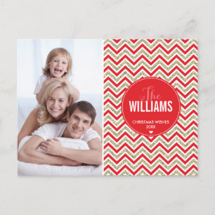 Postal Festiva FOTOGRAFÍA HOLIDAY CARD chevron purpurina oro páli
