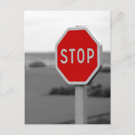 Postal Festiva Fotografía Minimalista del Rótulo Red Stop Road