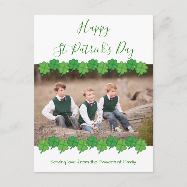 Postal Festiva Fotografía verde blanca del Día de San Patricio de (Anverso)