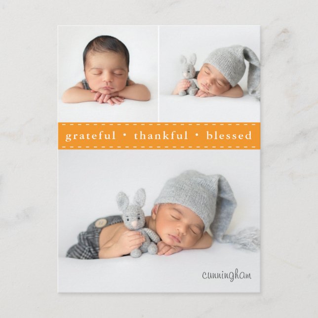 Postal Festiva Fotos agradecidas de Acción de Gracias (Anverso)