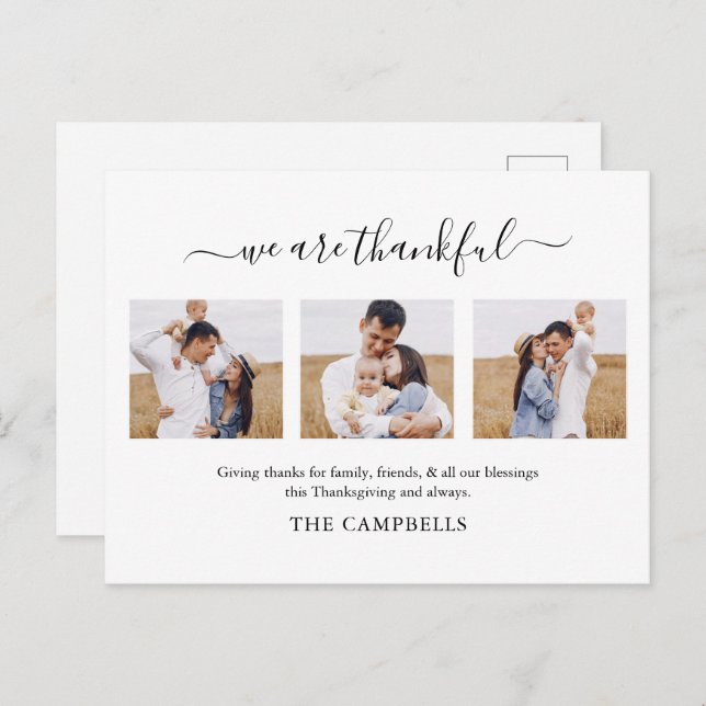 Postal Festiva Fotos de Acción de Gracias de guión moderno (Anverso / Reverso)