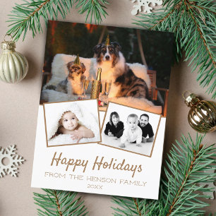 Postal Festiva Fotos de Collage de Vacaciones Felices 3 Fotos