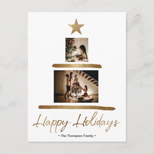 Postal Festiva Fotos de la familia de Navidades de la estrella de (Anverso)