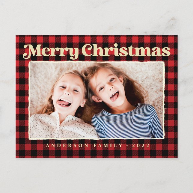 Postal Festiva Fotos de la familia del patrón de trapeo moderno d (Anverso)