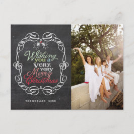 Postal Festiva Fotos de Mistletoes de Chalkboard Rústico de Feliz