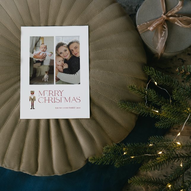 Postal Festiva Fotos de Moderno Nutcracker Merry Christmas 2 (A Nutcracker Holiday! Wishing You a Merry Christmas in Modern Minimalist Style. 🎄🎭 [Your Photo Her)