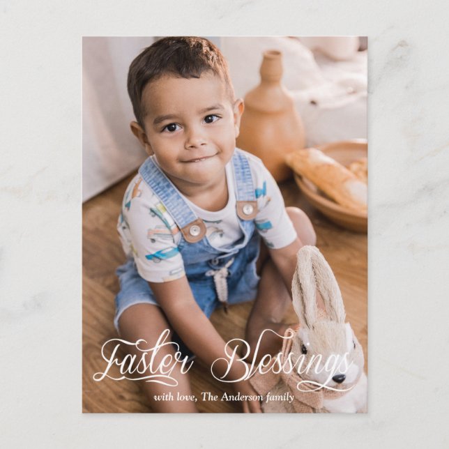 Postal Festiva Fotos familiares de niños pequeños bendecidos por  (Anverso)