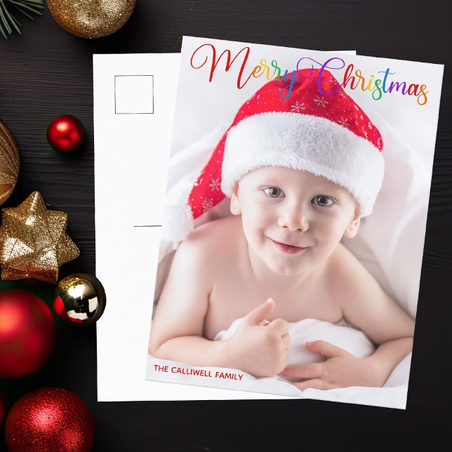 Postal Festiva Fotos generales de escritura arcoiris navideña (Subido por el creador)