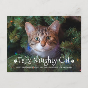 Postal Festiva Fotos Mascotas personalizadas de Feliz Gato