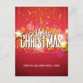 Postal Festiva Fotos modernas de la estrella Purpurina de oro roj