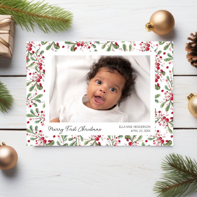 Postal Festiva Fotos navideñas, bayas y vegetación (Subido por el creador)