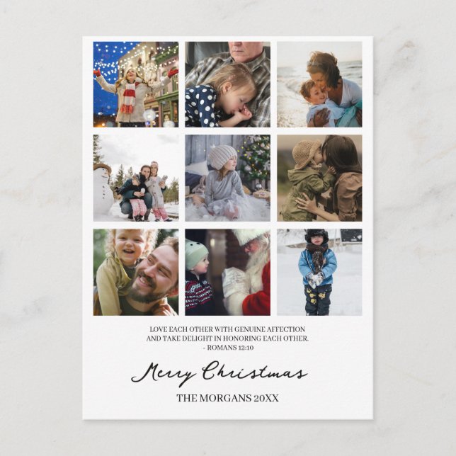 Postal Festiva Fotos y escrituras de la familia navideña Feliz (Anverso)