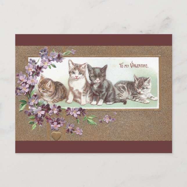 Postal Festiva Four Kittens Vintage Valentine (Anverso)