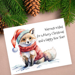 Postal Festiva Fox adorable en Navidades de suéter festivo