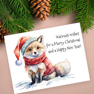 Postal Festiva Fox adorable en Navidades de suéter festivo