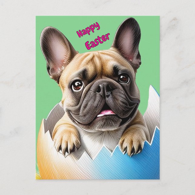 Postal Festiva Französische Bulldogge Ei Ostern French Bulldog (Anverso)