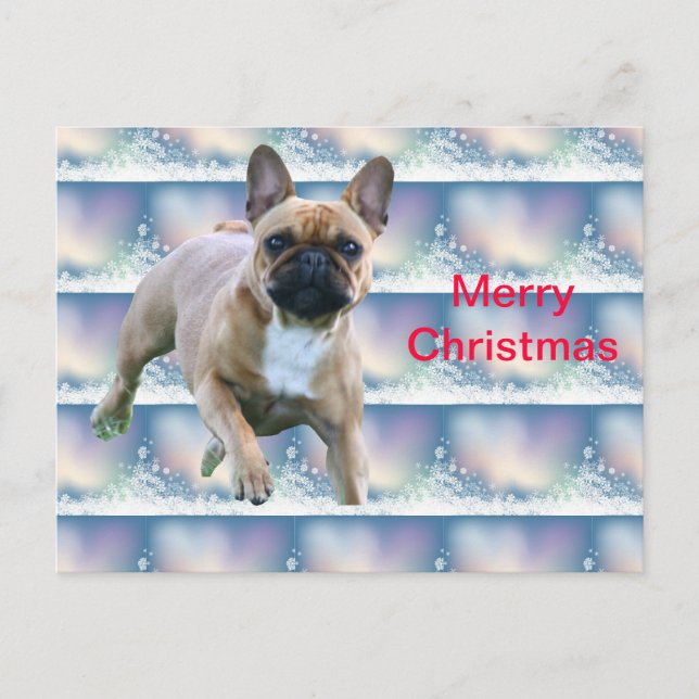 Postal Festiva Französische Bulldoggen Weihnachtskarte (Anverso)