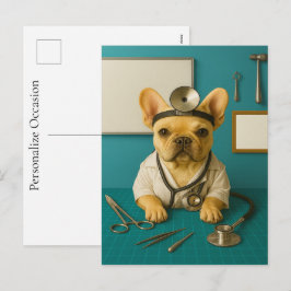 Postal Festiva French Bulldog Doctor Puppy Get Well Wishes Gift