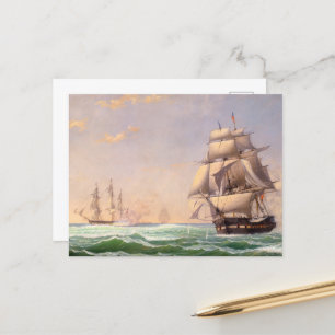 Postal Festiva Frigate en Estados Unidos por Fitz Henry Lane