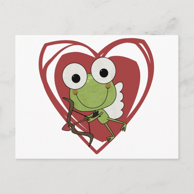 Postal Festiva Frog Cupid camisetas y regalos de San Valentín (Anverso)