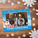 Postal Festiva Frosty El Hombre De Nieve | Fotos de la familia Fe<br><div class="desc">¡Celebra la festividad con Frosty el muñeco de nieve! ¡personalizar esta tarjeta de postulación para la festividad de Snowman con tu foto familiar favorita y texto personalizado!</div>