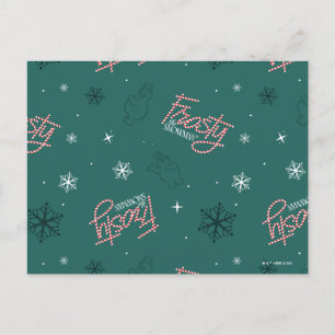 Postal Festiva Frosty el Patrón de Copo de Nieve Verde