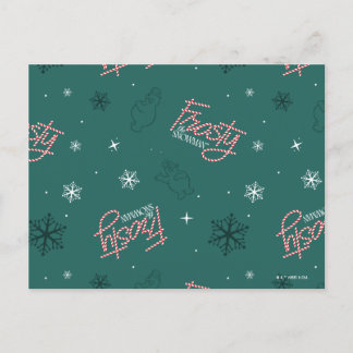 Postal Festiva Frosty el Patrón de Copo de Nieve Verde