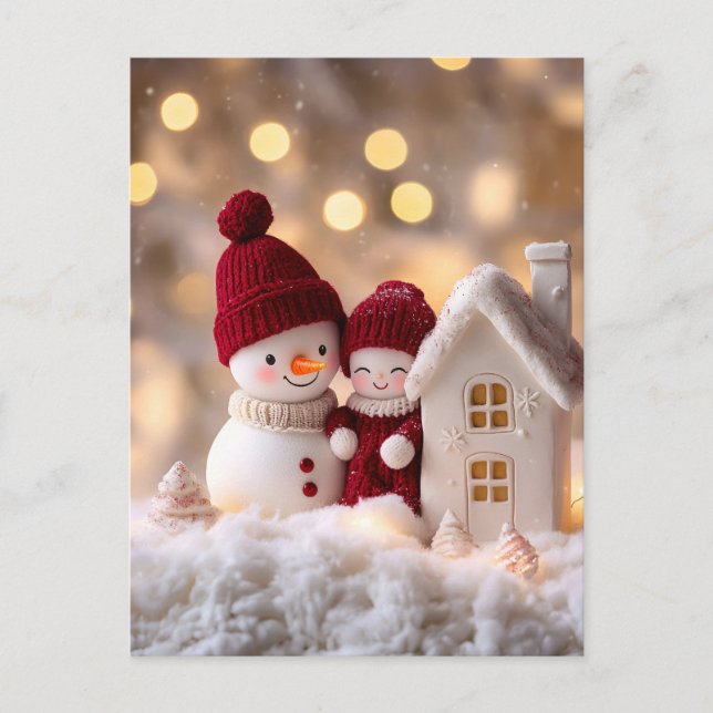 Postal Festiva Frosty Snowman Siblings Winter Joy (Anverso)