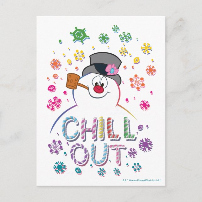 Postal Festiva Frosty the Snowman™ | Colores arcoiris "Chill Out" (Anverso)