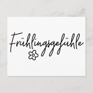 Postal Festiva Frühlingsgefühle, palabra alemana, fiebre de la