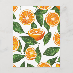 Postal Festiva Fruta Botánica Naranja Cítrico Sin Costuras
