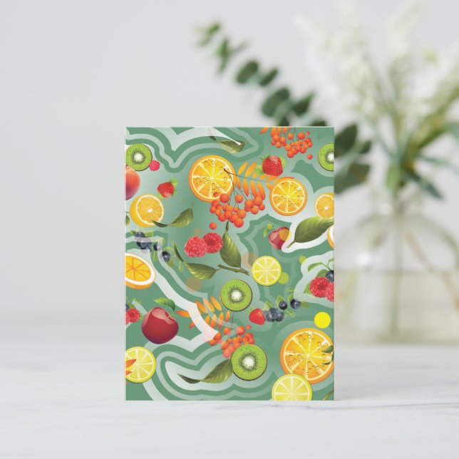 Postal Festiva Frutas mixtas 7 (Anverso de pie)