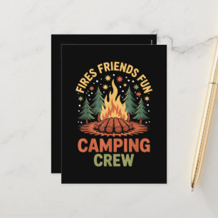 Postal Festiva Fuegos Amigos Diversión Camping