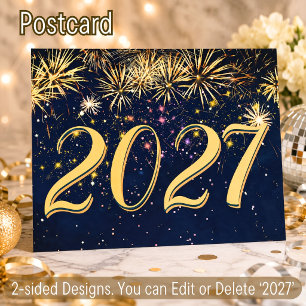 Postal Festiva Fuegos Artificiales Coloridos 2027 Año Nuevo Feliz