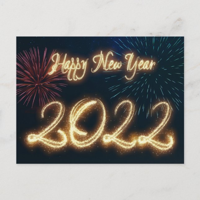 Postal Festiva Fuegos artificiales de Año Nuevo 2022 (Anverso)