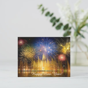 Postal Festiva Fuegos artificiales de Feliz Año Nuevo 2026