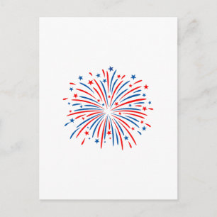 Postal Festiva fuegos artificiales del 4 de julio