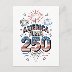 Postal Festiva Fuegos artificiales del 4 de julio del 250 anivers