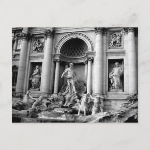 Postal Festiva Fuente de Trevi Blanco Negro Fotografía de Viajes 