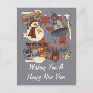 Postal Festiva Fuera con el viejo Traer al nuevo