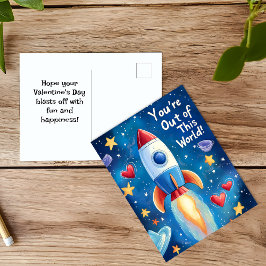 Postal Festiva Fuera de este mundo El día de San Valentín infanti