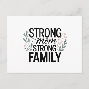 Postal Festiva Fuerte Mamá Fuerte Familia Cita Floral