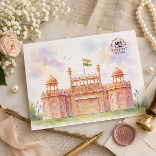 Postal Festiva Fuerte Rojo Delhi India   Sitios Históricos Viajes