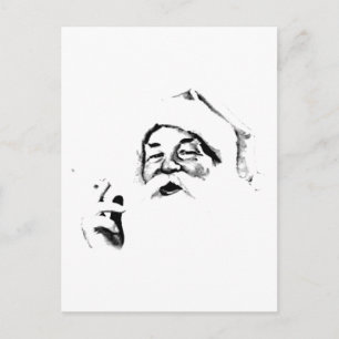 Postal Festiva Fumando a Santa. Vintage Santa Fumando Un Cigarril