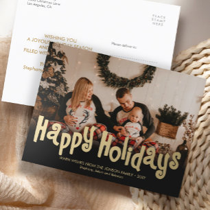 Postal Festiva Fun Gold Happy Holidays Photo Moderne Postcard