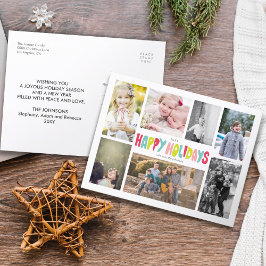 Postal Festiva Fun Happy Holidays 7 Collage de fotos Postcard