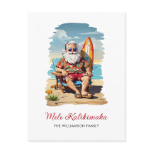 Fun Mele Kalikimaka Santa Surfboard Navidades Card