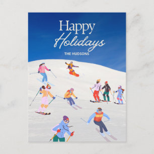 Postal Festiva Fun Trendy Happy Holidays Ski Resort