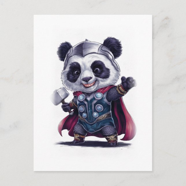 Postal Festiva Funny and Cute Panda Movie Character on a White (Anverso)