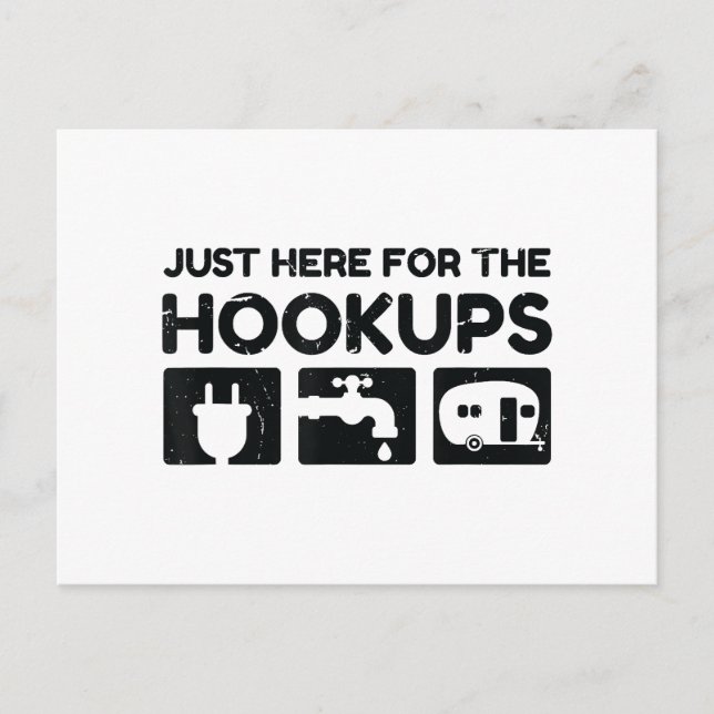 Postal Festiva Funny Caravana Camping RV Justo Aquí Para T (Anverso)